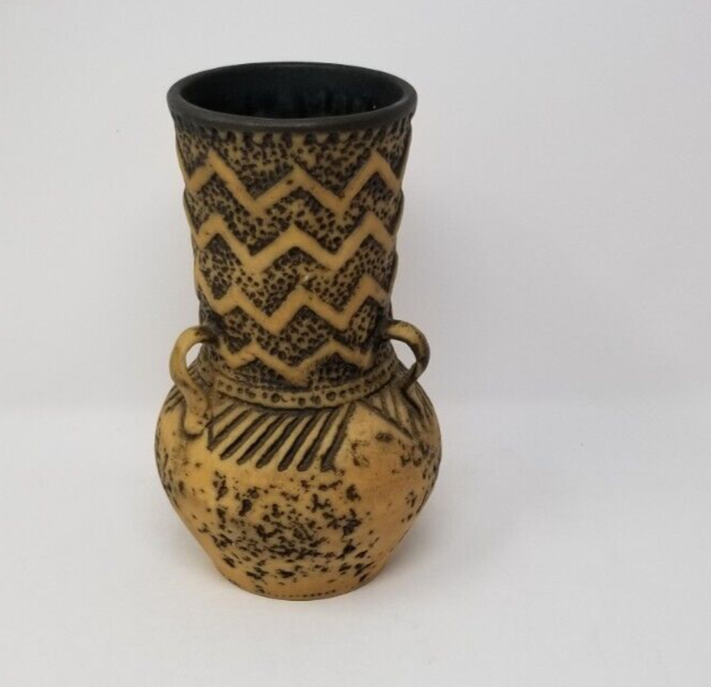 VTG MCM Jasba West Germany Antik Series Art Pottery Vase Zig Zag 151/21